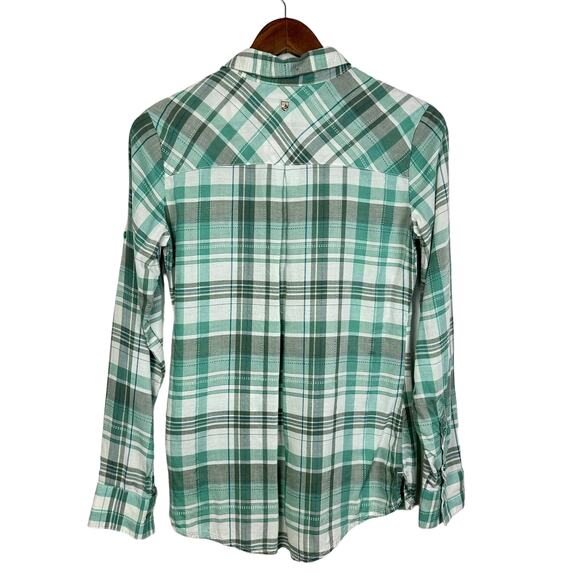 Kuhl | Spektra Green Plaid Popover Roll Tab Sleeve Lightweight Casual Shirt - Picture 4 of 10
